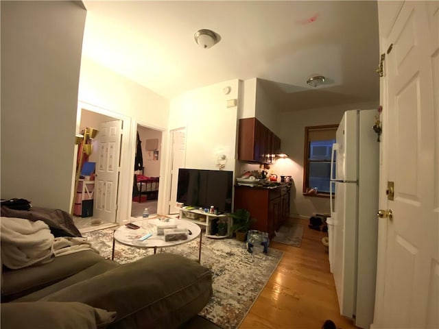 living room featuring light wood-style floors