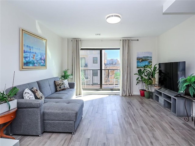 living area with wood finished floors