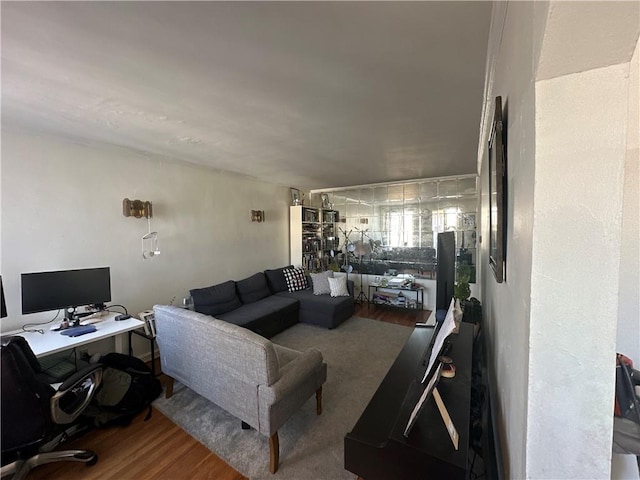 living room with wood finished floors