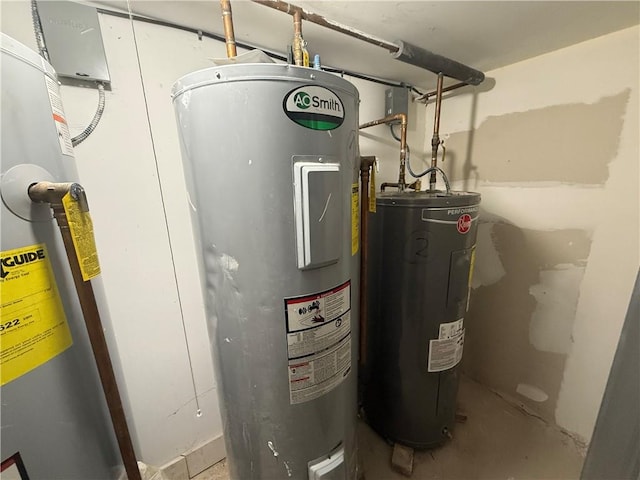 utility room featuring water heater