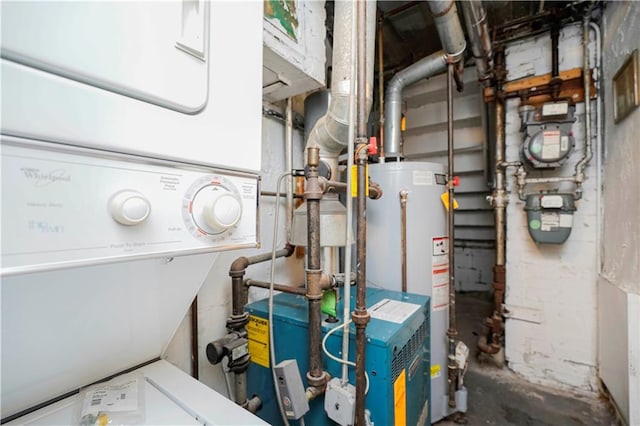 utilities with gas water heater and a heating unit