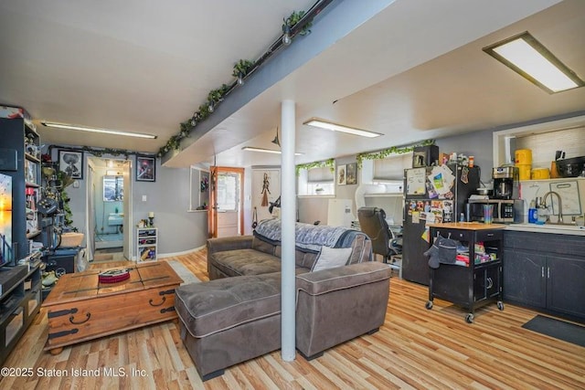 living area featuring light wood finished floors