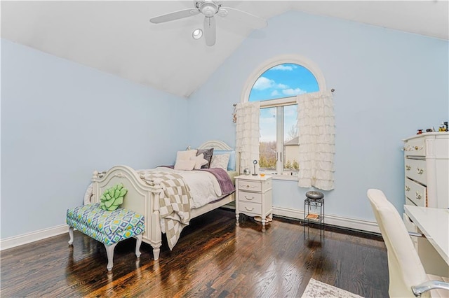 90 Giegerich Ave, Staten Island, NY 10307 - bedroom with lofted ceiling, wood finished floors, a ceiling fan, and baseboards