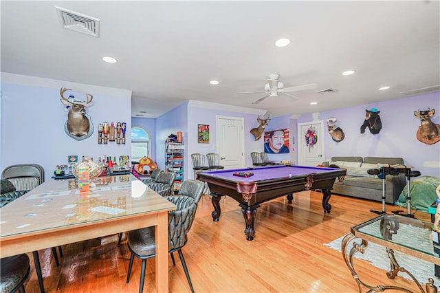 90 Giegerich Ave, Staten Island, NY 10307 - playroom featuring recessed lighting, a ceiling fan, wood finished floors, and billiards table