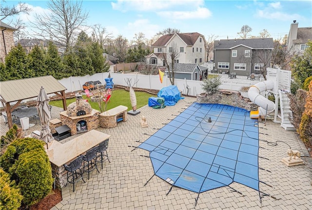 90 Giegerich Ave, Staten Island, NY 10307 - view of pool featuring a fenced backyard, a patio area, and a residential view