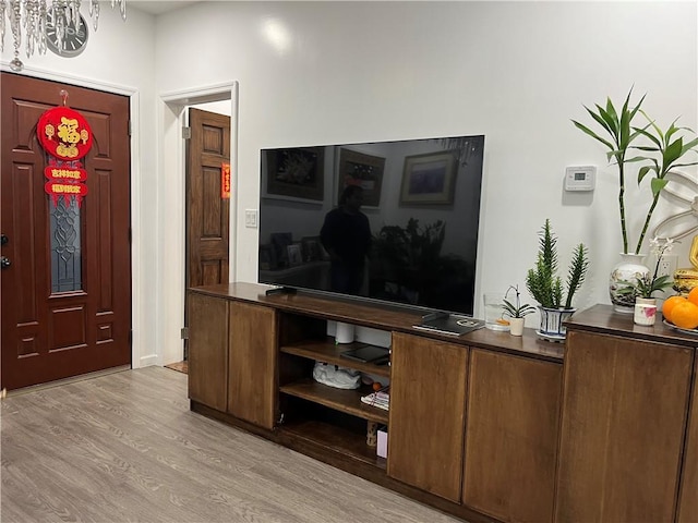 foyer entrance featuring light wood finished floors