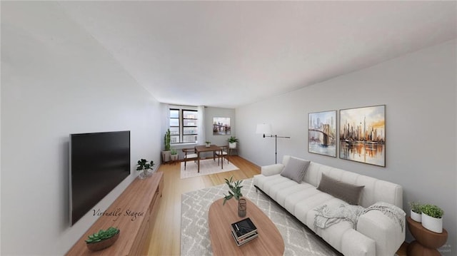 living room with wood finished floors