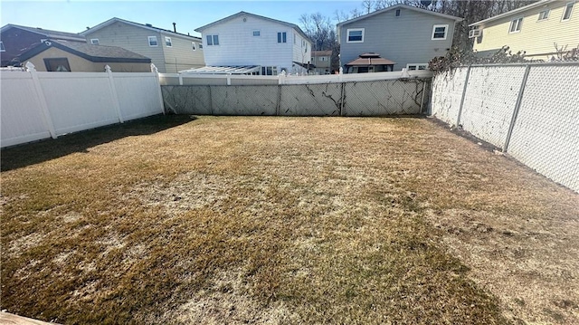 view of yard with a fenced backyard