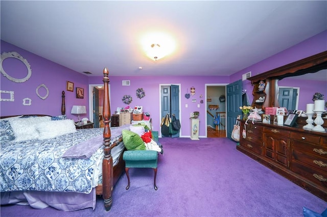 bedroom featuring visible vents and carpet floors