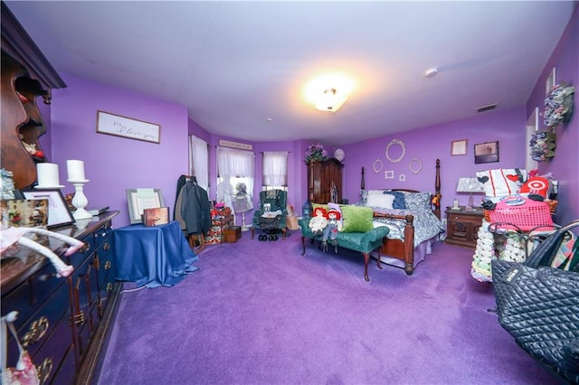 bedroom with carpet flooring and visible vents