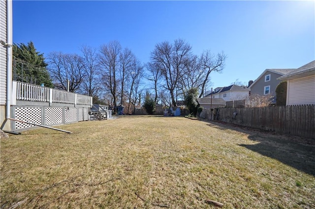 view of yard featuring a fenced backyard