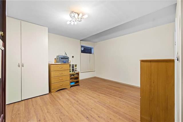 bedroom with light wood-type flooring