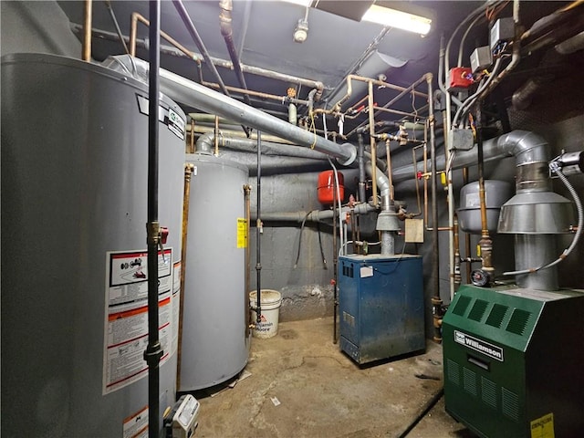 utilities featuring a heating unit and water heater