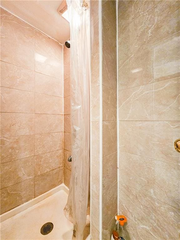 bathroom featuring a shower stall