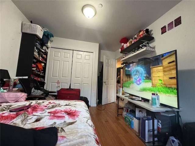 bedroom featuring a closet and wood-type flooring