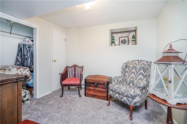 sitting room with carpet flooring