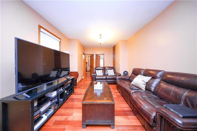 living area with light wood-style floors