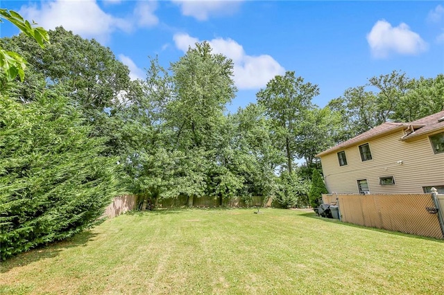 view of yard with a fenced backyard
