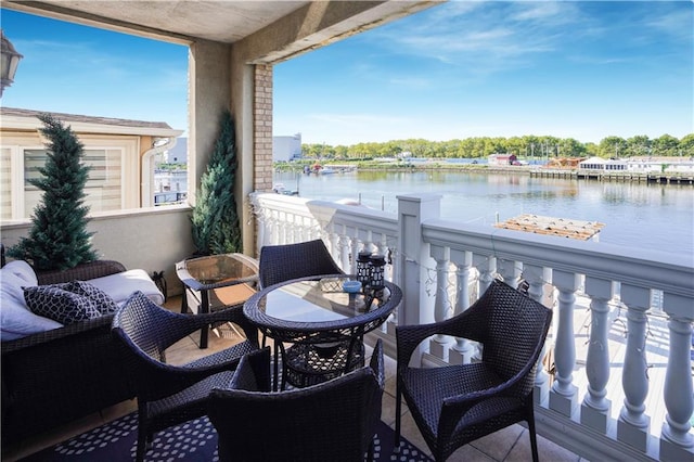 balcony with a water view