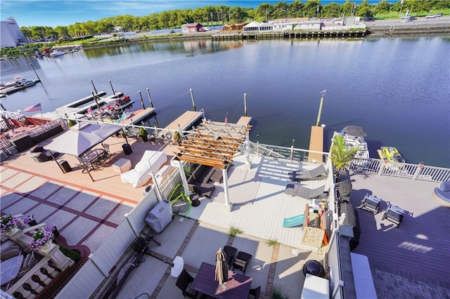 dock area featuring a water view