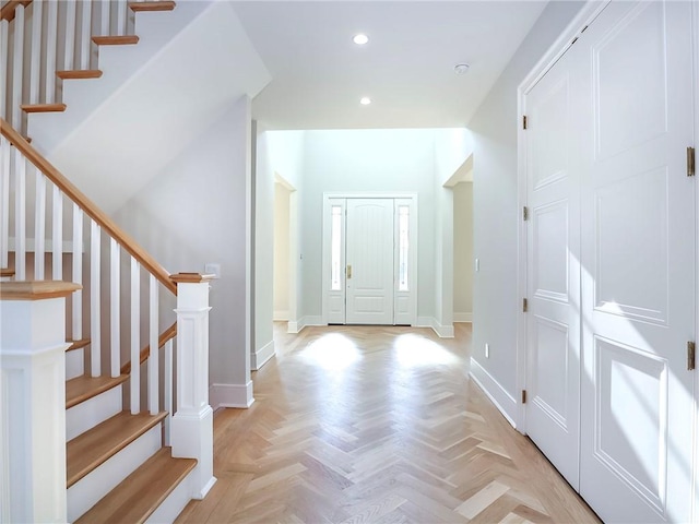 859 Lamont Ave, Staten Island, NY 10309 - foyer with recessed lighting, baseboards, and stairs