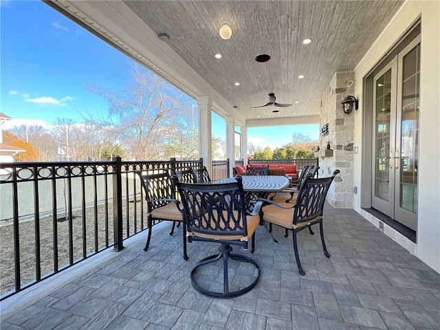 859 Lamont Ave, Staten Island, NY 10309 - balcony with a ceiling fan, outdoor dining area, and french doors
