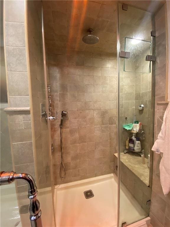 bathroom featuring a shower stall