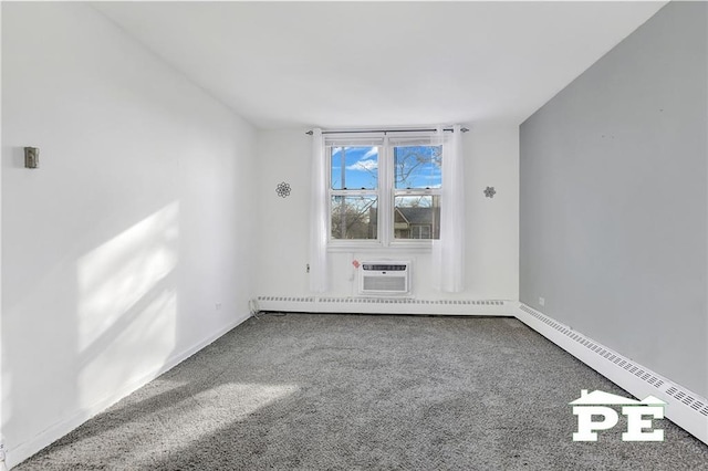 1722 E 55th St Unit 35F, Brooklyn, NY 11234 - spare room featuring a baseboard heating unit, carpet floors, an AC wall unit, and baseboards