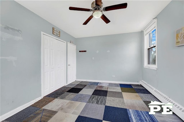 1722 E 55th St Unit 35F, Brooklyn, NY 11234 - unfurnished bedroom featuring a baseboard heating unit and ceiling fan