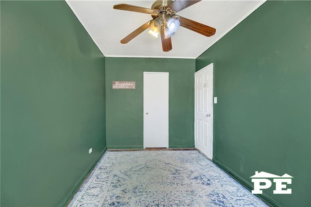 1722 E 55th St Unit 35F, Brooklyn, NY 11234 - empty room with ornamental molding, a ceiling fan, and baseboards