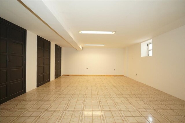 below grade area with light flooring