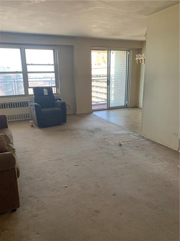 2652 Cropsey Ave Unit 15K, Brooklyn, NY 11214 - carpeted living area featuring radiator