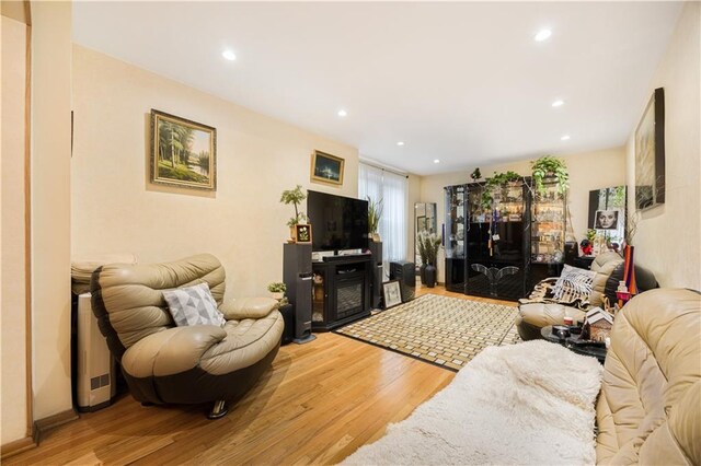 9040 Fort Hamilton Pkwy Unit 3K, Brooklyn, NY 11209 - living area featuring light wood finished floors, recessed lighting, and a fireplace