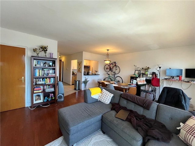 living room with wood finished floors