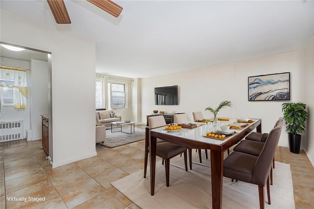 2928 W 5th St Unit 5F, Brooklyn, NY 11224 - dining area featuring radiator and ceiling fan