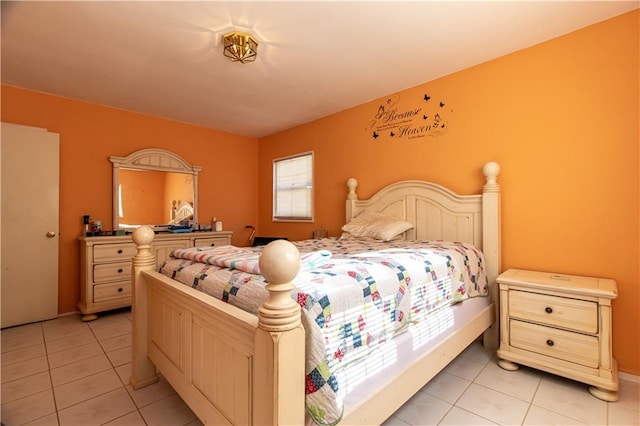 bedroom with light tile patterned flooring