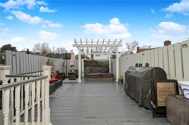 341 Hillman Ave, Staten Island, NY 10314 - wooden deck featuring a covered hot tub, a fenced backyard, and a pergola