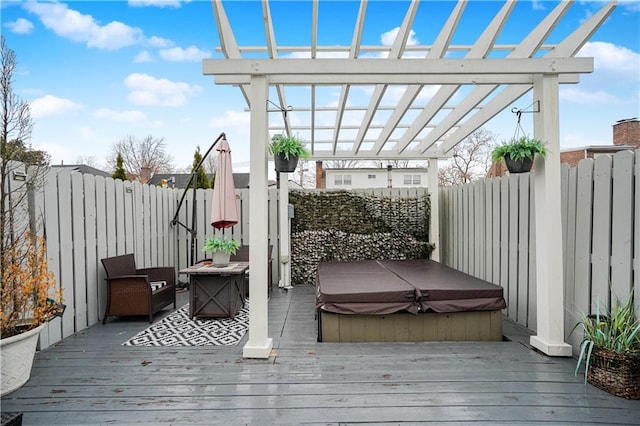 341 Hillman Ave, Staten Island, NY 10314 - wooden deck with a covered hot tub and a pergola