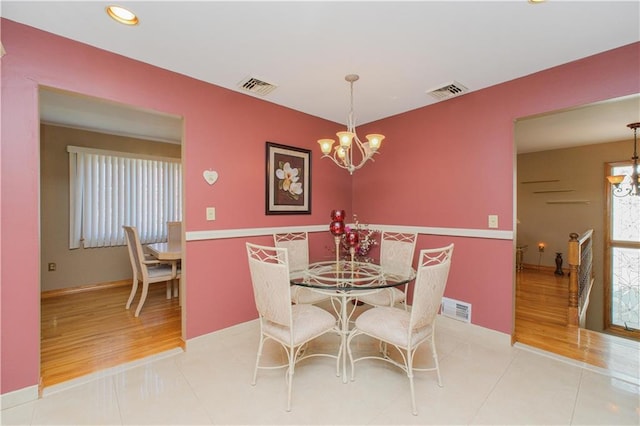 43 Fern Ave, Staten Island, NY 10308 - dining space featuring a chandelier, wood finished floors, recessed lighting, and baseboards