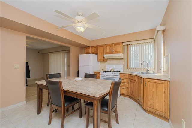 43 Fern Ave, Staten Island, NY 10308 - dining space featuring a ceiling fan, baseboards, and light tile patterned floors