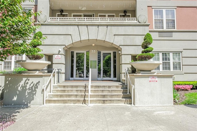doorway to property with a balcony