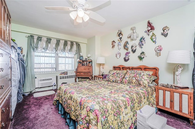 1935 Shore Pkwy Unit 5B, Brooklyn, NY 11214 - carpeted bedroom with a ceiling fan, a wall unit AC, and radiator