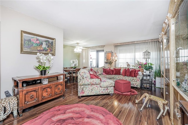 living area with wood finished floors