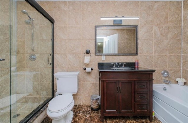 2841 Ford St Unit 1R, Brooklyn, NY 11235 - full bath featuring tile walls, tiled shower, toilet, vanity, and a bathtub