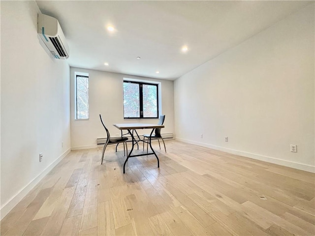 800 5th Ave Unit 4A, Brooklyn, NY 11232 - dining area featuring baseboards, recessed lighting, light wood-type flooring, and a wall unit AC