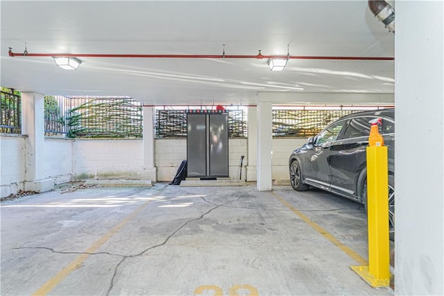 view of parking garage