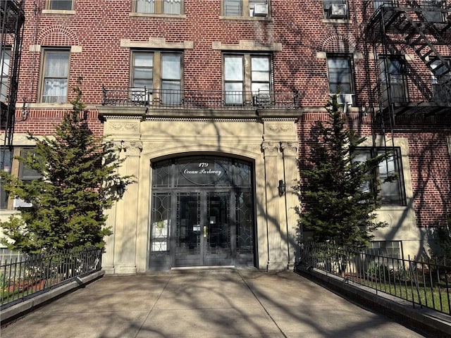 179 Ocean Pkwy Unit 3C, Brooklyn, NY 11218 - property entrance with brick siding and french doors
