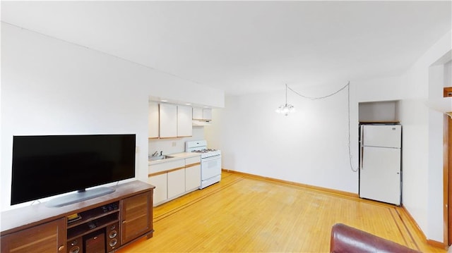 460 Ovington Ave Unit 3G, Brooklyn, NY 11209 - living area with light wood-type flooring and a chandelier