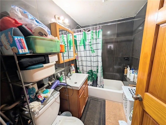 5418 3rd Ave Unit 3D, Brooklyn, NY 11220 - bathroom featuring shower / bath combo, toilet, vanity, and tile walls