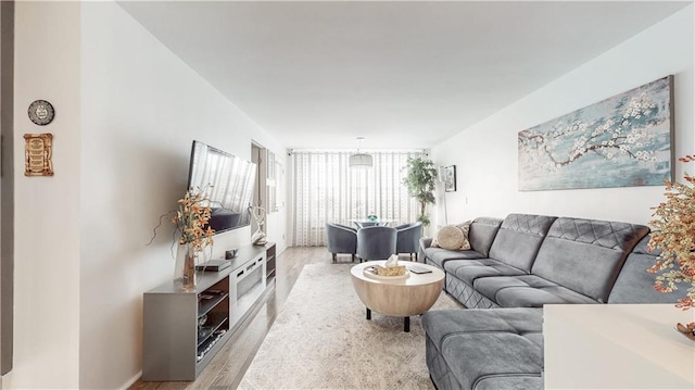 living area featuring light wood-type flooring